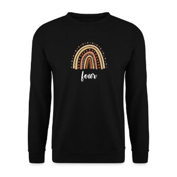 Orange Rainbow Four Years 4th Birthday - Unisex Sweatshirt - black - Front - Alina (178cm) & Michal (187cm)