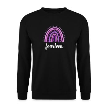 Arc-en-ciel violet Quatorze ans 14e anniversaire - Sweat-shirt Unisexe - noir - Devant - Alina (178cm) & Michal (187cm)