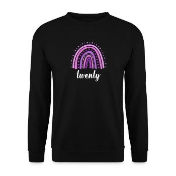 Lila Regenbogen Zwanzig Jahre 20. Geburtstag - Unisex Pullover - Schwarz - Vorne - Alina (178cm) & Michal (187cm)
