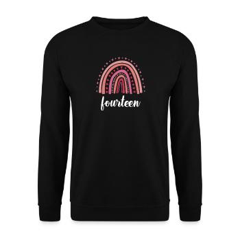 Arc-en-ciel rouge Quatorze ans 14e anniversaire - Sweat-shirt Unisexe - noir - Devant - Alina (178cm) & Michal (187cm)