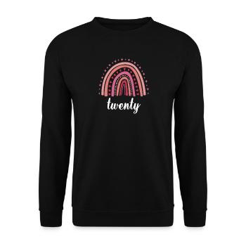 Rot Regenbogen Zwanzig Jahre 20. Geburtstag - Unisex Pullover - Schwarz - Vorne - Alina (178cm) & Michal (187cm)