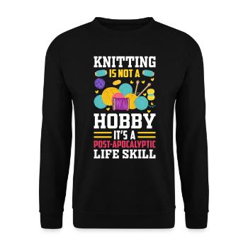 Stricken ist eine Lebenseinstellung - Unisex Pullover - Schwarz - Vorne - Alina (178cm) & Michal (187cm)