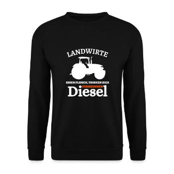 Landwirte- Essen Fleisch Trinken Bier ... - Unisex Pullover - Schwarz - Vorne - Alina (178cm) & Michal (187cm)