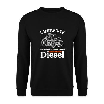 Landwirte- Essen Fleisch Trinken Bier ... - Unisex Pullover - Schwarz - Vorne - Alina (178cm) & Michal (187cm)