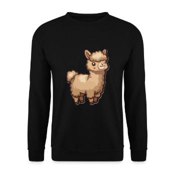Alpaka Lama für Alpakaliebhaber - Unisex Pullover - Schwarz - Vorne - Alina (178cm) & Michal (187cm)
