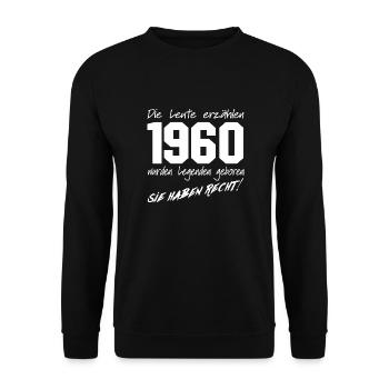 Legenden geboren 1960 - Unisex Pullover - Schwarz - Vorne - Alina (178cm) & Michal (187cm)