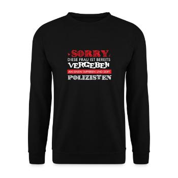 Polizei Shirt-Sexy Frau - Unisex Pullover - Schwarz - Vorne - Alina (178cm) & Michal (187cm)