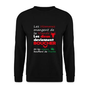 Les dieux deviennent boucher - Sweat-shirt Unisexe - noir - Devant - Alina (178cm) & Michal (187cm)