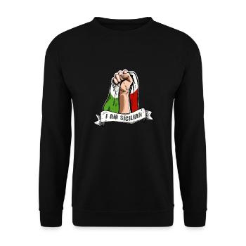 Sizilien Faust - Unisex Pullover - Schwarz - Vorne - Alina (178cm) & Michal (187cm)
