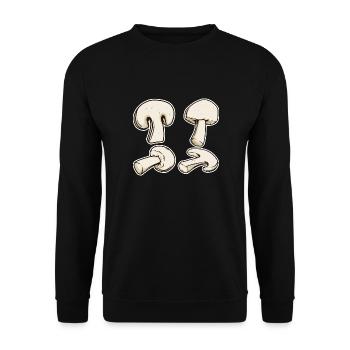 Champignon Kostüm Pilz Klamotten Karneval Pilze - Unisex Pullover - Schwarz - Vorne - Alina (178cm) & Michal (187cm)