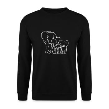 Elefant Familie Zusammenhalt - Unisex Pullover - Schwarz - Vorne - Alina (178cm) & Michal (187cm)