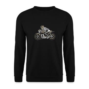 Cafe Racer Motorrad 05_dreifarbig - Unisex Sweatshirt - black - Front - Alina (178cm) & Michal (187cm)