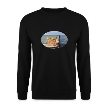 Zwei erfrischende Cocktails am Strand - Unisex Pullover - Schwarz - Vorne - Alina (178cm) & Michal (187cm)