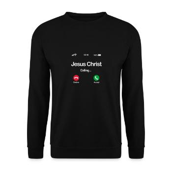 Jesus Is Calling - Accept Jesus in your Life - Unisex Sweatshirt - black - Front - Alina (178cm) & Michal (187cm)