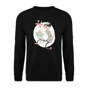 Wein-Grafik - Unisex Pullover - Schwarz - Vorne - Alina (178cm) & Michal (187cm)