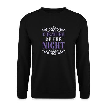 CREATURE OF THE NIGHT Creepy Design - Unisex Pullover - Schwarz - Vorne - Alina (178cm) & Michal (187cm)