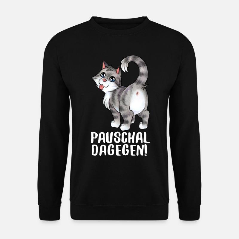 Paschal dagegen - Lustige freche Katze zeigt Popo - Unisex Pullover - Schwarz