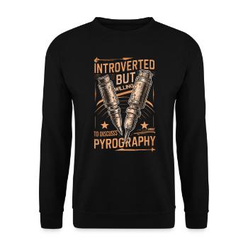 Introverti mais prêt à discuter de pyrogravure - Sweat-shirt Unisexe - noir - Devant - Alina (178cm) & Michal (187cm)