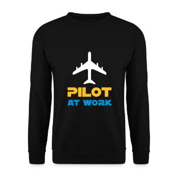 Pilot at work (Flugzeug) - Unisex Pullover - Schwarz - Vorne - Alina (178cm) & Michal (187cm)