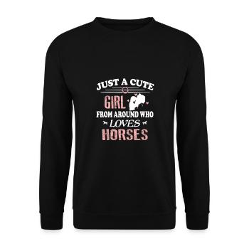 Horses Neighborhood Girl Loves - Unisex Sweatshirt - black - Front - Alina (178cm) & Michal (187cm)