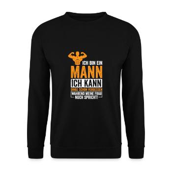 Ich bin ein Mann ich kann dinge vergessen - Unisex Pullover - Schwarz - Vorne - Alina (178cm) & Michal (187cm)
