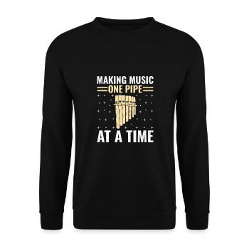Pan Flute Player Pan Flutist Marching Band Music I - Unisex Sweatshirt - black - Front - Alina (178cm) & Michal (187cm)