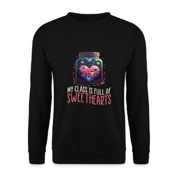 Niedlicher 100. Schultag 100 Tage Leopard - Unisex Pullover - Schwarz - Vorne - Alina (178cm) & Michal (187cm)