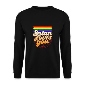 Satan Liebt Dich Lgbtq Lgbt Gay Pride Rainbow - Unisex Pullover - Schwarz - Vorne - Alina (178cm) & Michal (187cm)
