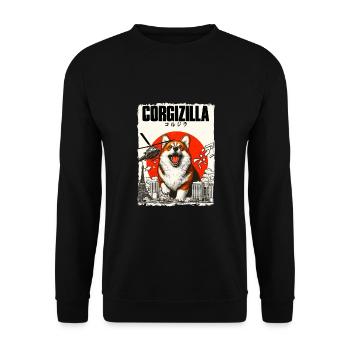 Corgi chien Corgizilla Drôle de chien Design Corgi - Sweat-shirt Unisexe - noir - Devant - Alina (178cm) & Michal (187cm)