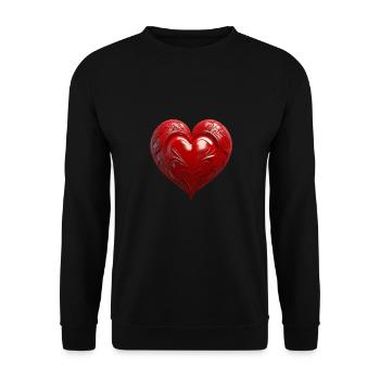 Rotes 3D Herz - Unisex Pullover - Schwarz - Vorne - Alina (178cm) & Michal (187cm)