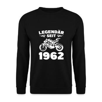 Biker 1962 Jahrgang 60. Geburtstag Geschen - Unisex Pullover - Schwarz - Vorne - Alina (178cm) & Michal (187cm)