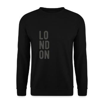 London Schriftzug London Londoner Spruch - Unisex Pullover - Schwarz - Vorne - Alina (178cm) & Michal (187cm)