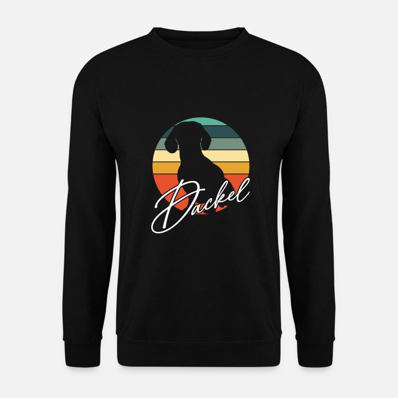 Dackelsilhouetten Dackelgrafik in Vintage Kreis - Unisex Pullover - Schwarz