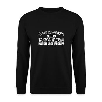 Taxifahrerin Ruhe bewahren - entspann dich - Unisex Pullover - Schwarz - Vorne - Alina (178cm) & Michal (187cm)