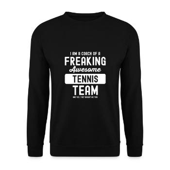 Tennis Coach Trainer Geschenk - Unisex Pullover - Schwarz - Vorne - Alina (178cm) & Michal (187cm)