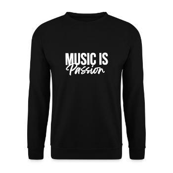 Music is passion - Unisex Pullover - Schwarz - Vorne - Alina (178cm) & Michal (187cm)