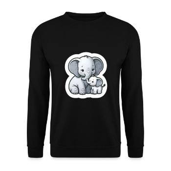 Cute baby elephant with heart balloon elephant mom - Unisex Sweatshirt - black - Front - Alina (178cm) & Michal (187cm)