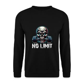 Crâne de musculation No Limit Workout avec haltère - Sweat-shirt Unisexe - noir - Devant - Alina (178cm) & Michal (187cm)