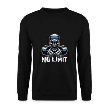 No Limit Workout Bodybuilding Skull with Dumbbell - Unisex Sweatshirt - black - Front - Alina (178cm) & Michal (187cm)