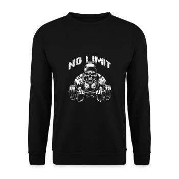 No Limit Workout Bodybuilding Skull with Dumbbell - Unisex Sweatshirt - black - Front - Alina (178cm) & Michal (187cm)