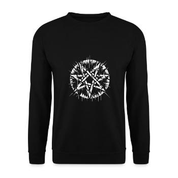 Zerrissenes Pentagramm Okkultes Zeichen - Unisex Pullover - Schwarz - Vorne - Alina (178cm) & Michal (187cm)