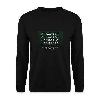 Geek Tee - Geek word in Binary Code for Funny Nerd - Unisex Sweatshirt - black - Front - Alina (178cm) & Michal (187cm)