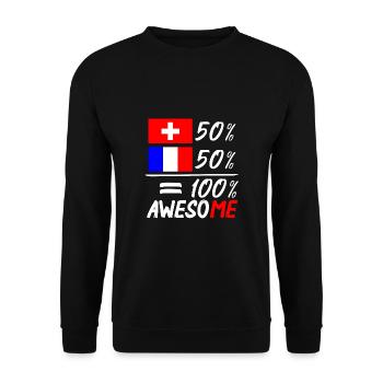 50% Schweiz 50% Frankreich - Unisex Pullover - Schwarz - Vorne - Alina (178cm) & Michal (187cm)