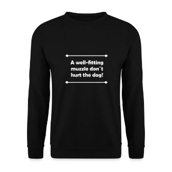 A well-fitting muzzle don´t hurt the dog! - Unisex Pullover - Schwarz - Vorne - Alina (178cm) & Michal (187cm)