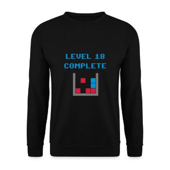 Level 18 complete (Steine) - Unisex Pullover - Schwarz - Vorne - Alina (178cm) & Michal (187cm)