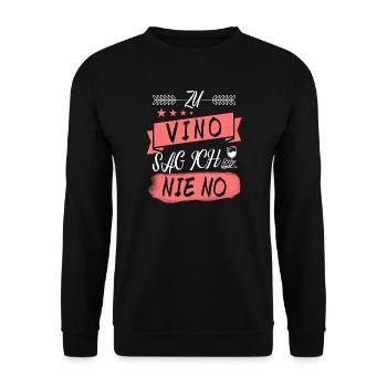 Zu Wein sage ich nie nein - Unisex Pullover - Schwarz - Vorne - Alina (178cm) & Michal (187cm)
