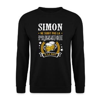 Simon bière simon cadeau Simon fêtes - Sweat-shirt Unisexe - noir - Devant - Alina (178cm) & Michal (187cm)