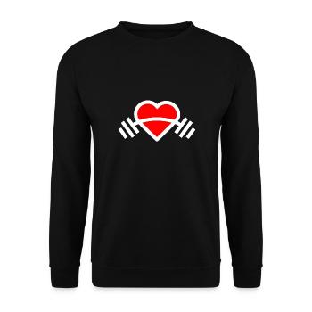 Fitness Herz Hantel - Unisex Pullover - Schwarz - Vorne - Alina (178cm) & Michal (187cm)