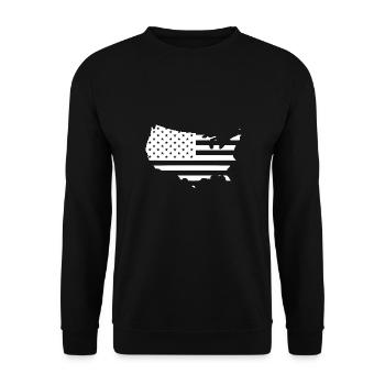 USA flag outline white - Unisex Sweatshirt - black - Front - Alina (178cm) & Michal (187cm)