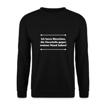 Ich hasse Menschen die Vorurteile... - Unisex Pullover - Schwarz - Vorne - Alina (178cm) & Michal (187cm)
